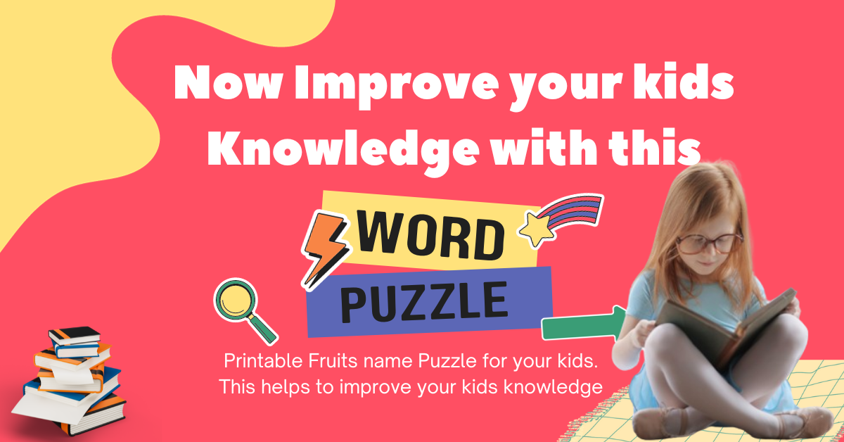 Printable fruits name puzzle for kids