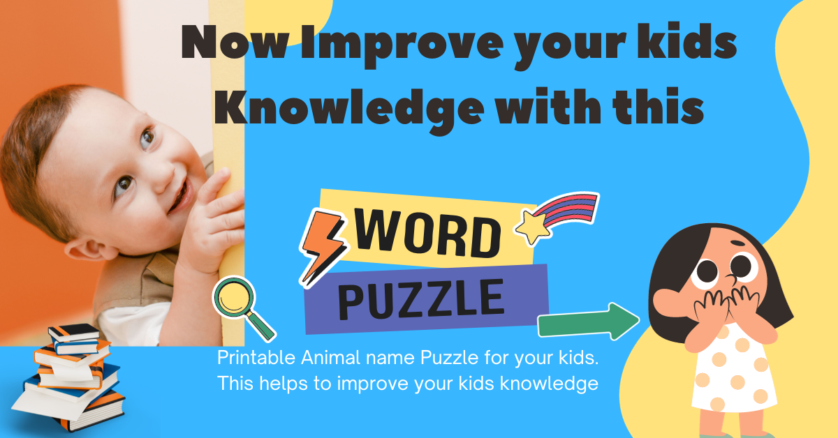 Animal Name word Puzzle for Kids